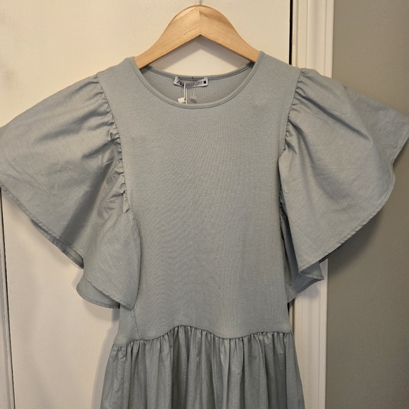 Zara Ruffled Dress Light Green Size Small - Picture 11 of 16